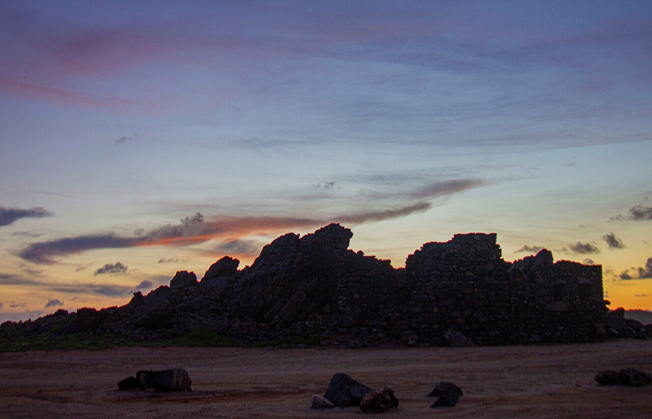 Bushiribana Gold Mill Ruins at sunset